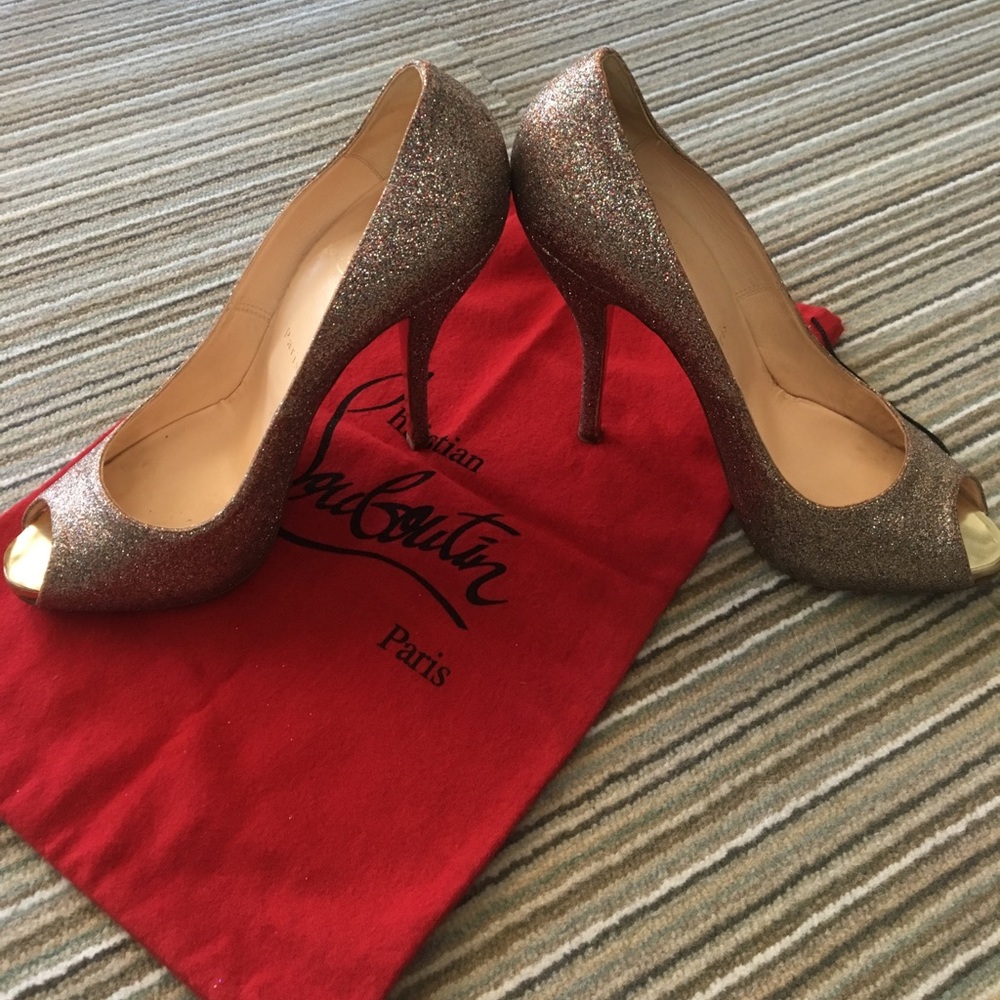 Christian Louboutin Glitter peep toe heels