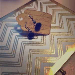 Black faceted ball earrings