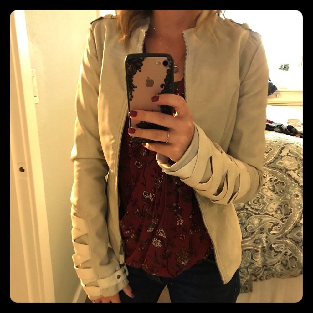 BKE cream leather jacket