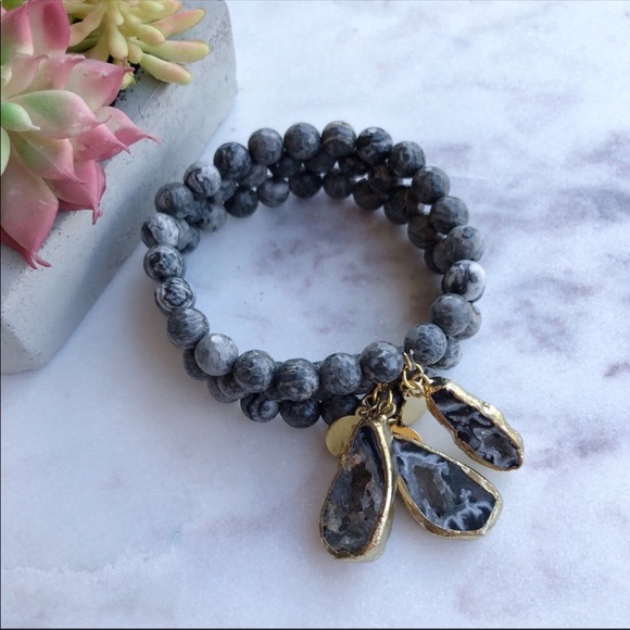 Leopard Jasper Geode bracelet - Picture 2 of 8