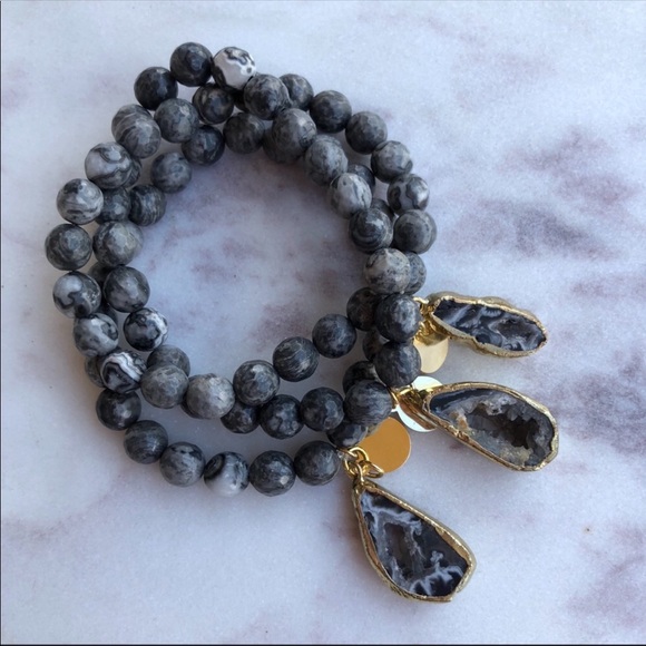 Leopard Jasper Geode bracelet - Picture 4 of 8