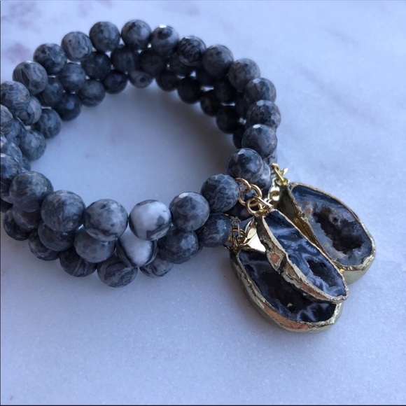 Leopard Jasper Geode bracelet - Picture 8 of 8