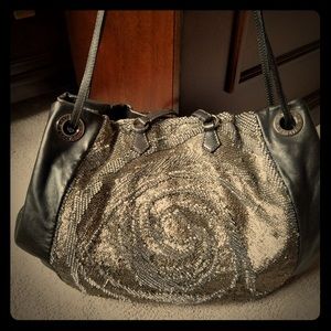 Valentino large tote bag black sequin rose