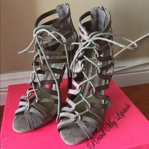 Taupe Lace up Heels