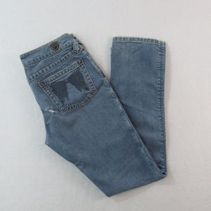 Free People Cotton Straight Leg Distressed Ripped