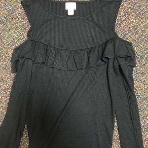 Black Ruffle Top