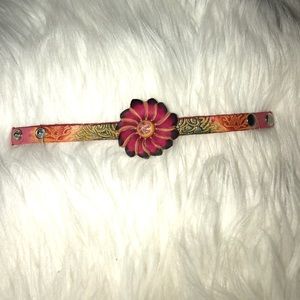 Leather Flower Bracelet