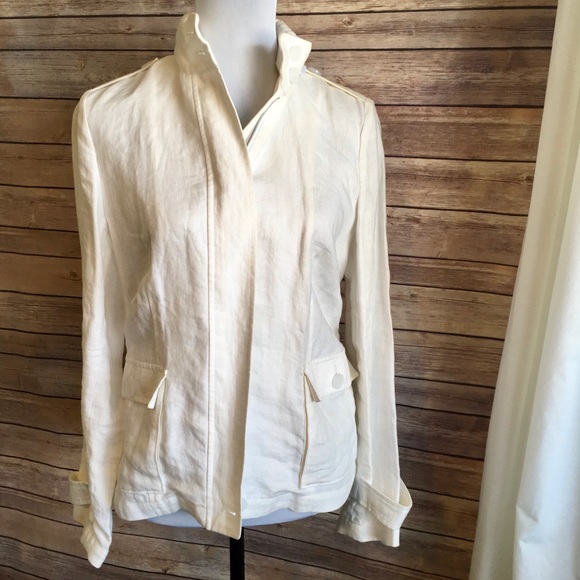 Talbots Jackets & Blazers - Talbots White Linen Hoodie