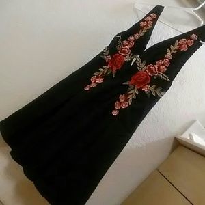Rose Embroidered Little Black Dress