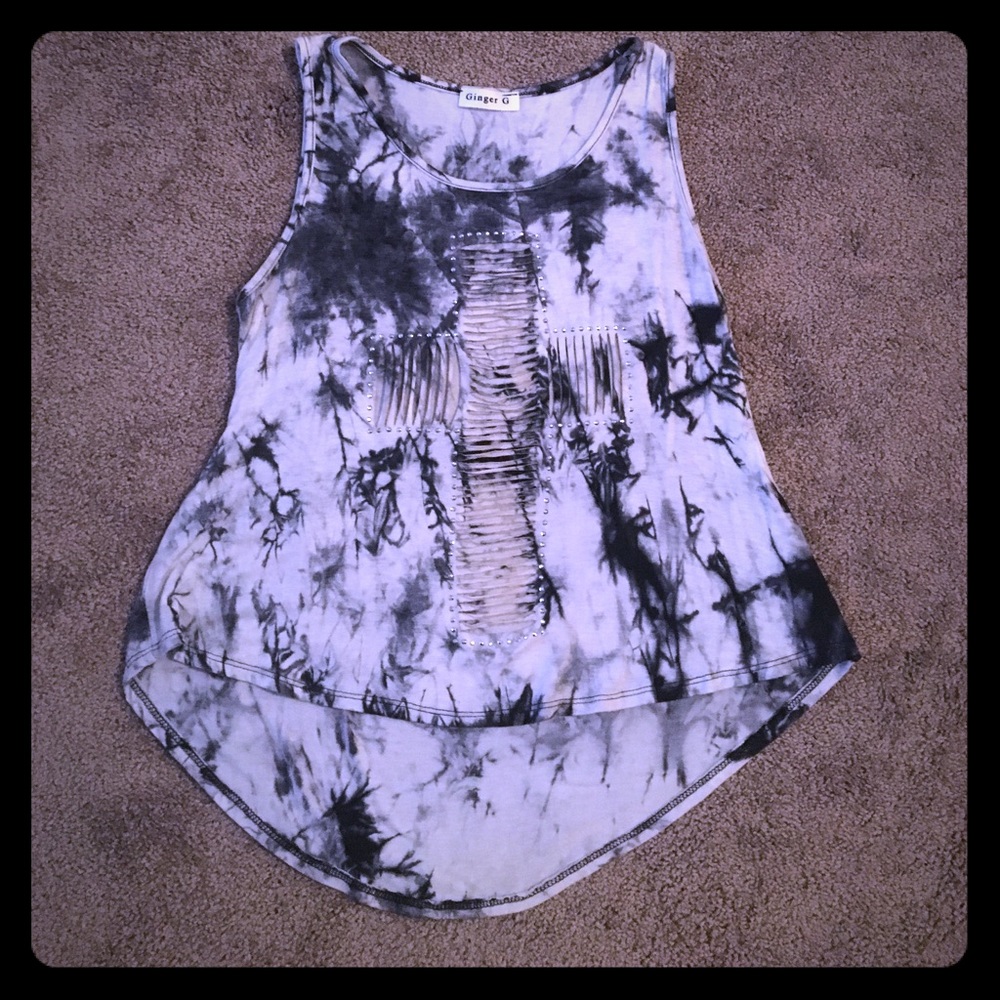 Tie-dye tank with cross detail