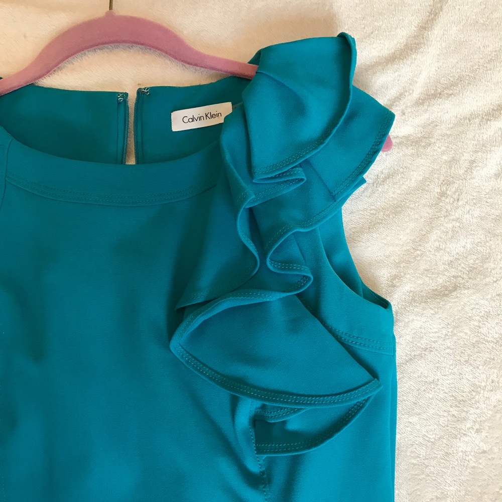 Calvin Klein turquoise dress with flare