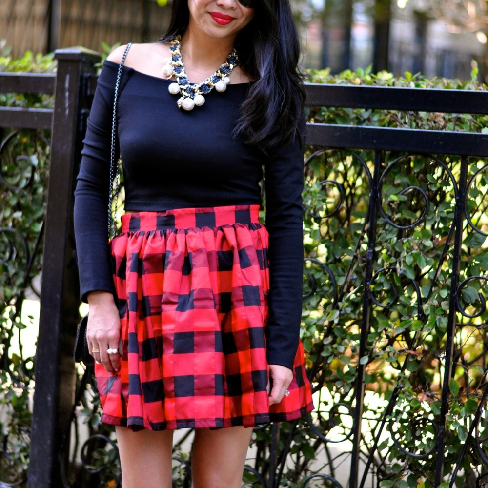 Red and Black Checkered Skirt