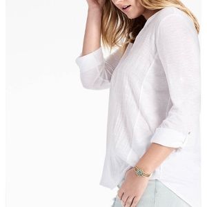 Lucky Brand white gauze 3/4 sleeve shirt