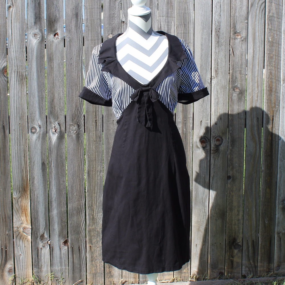 Lindy Bop Laney Secretary Chic Stripe Wiggle dress