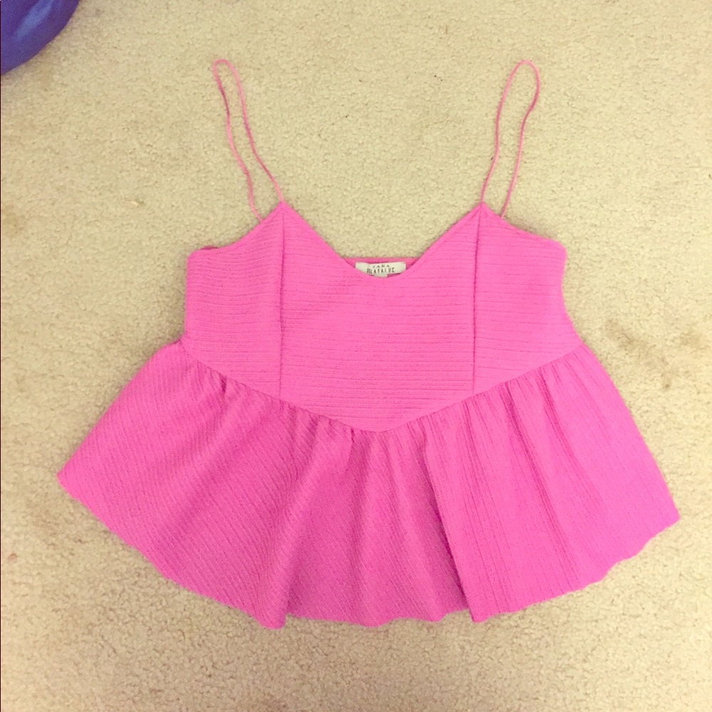 Pink Zara Trafaluc peplum top