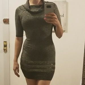 Bebe metallic thread mini dress