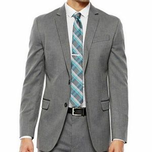 JF J. Ferrar Gray Suit - Men's 42R Slim Fit