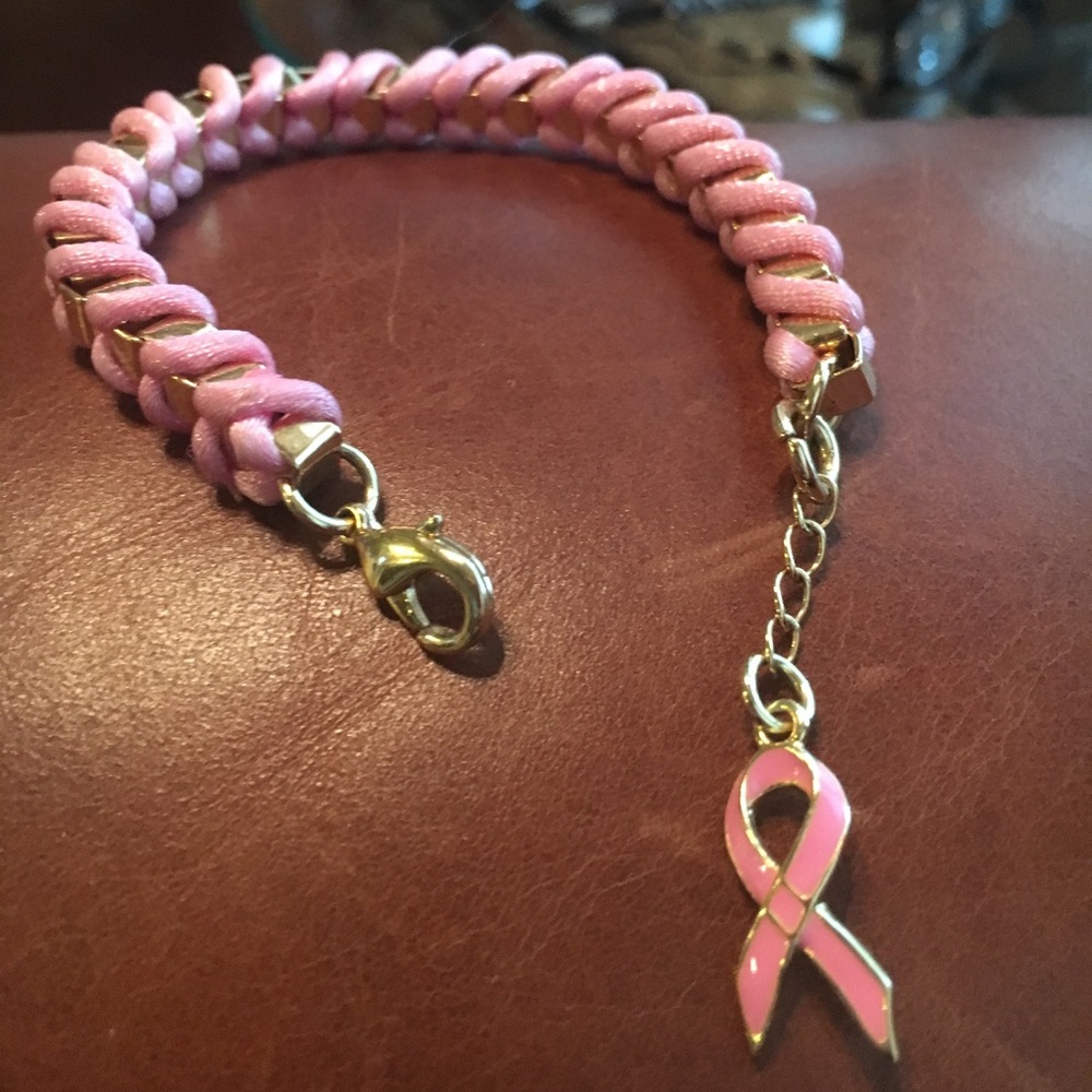 Pink and gold breast cancer bracelet