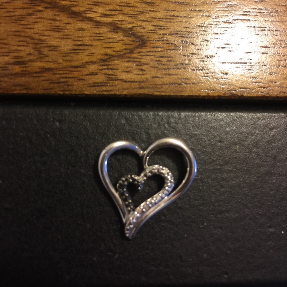 Heart shaped half black diamond necklace charm