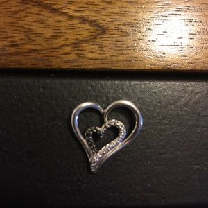 Heart shaped half black diamond necklace charm
