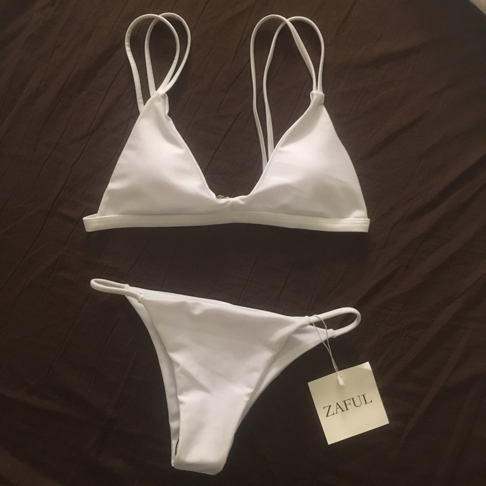 White cheeky string bikini