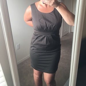 Brown sleeveless Work cocktail dress with pockets