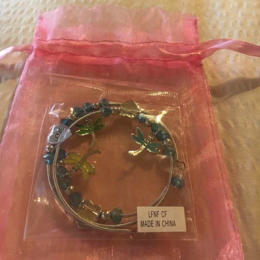 Faith Hope and Love Bracelet with Dragonflies