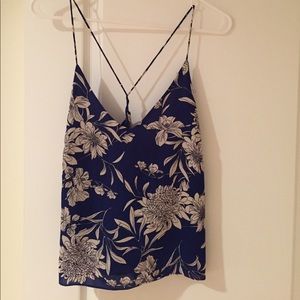 Blue floral tank top