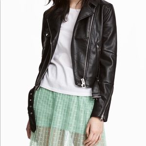 H&M black faux leather jacket size 2