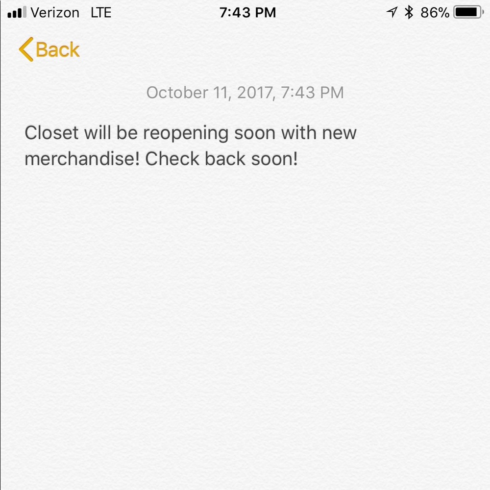 Closet will be reopening soon!