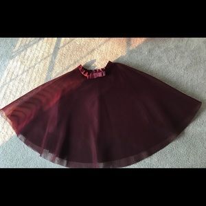Burgundy mesh midi skirt