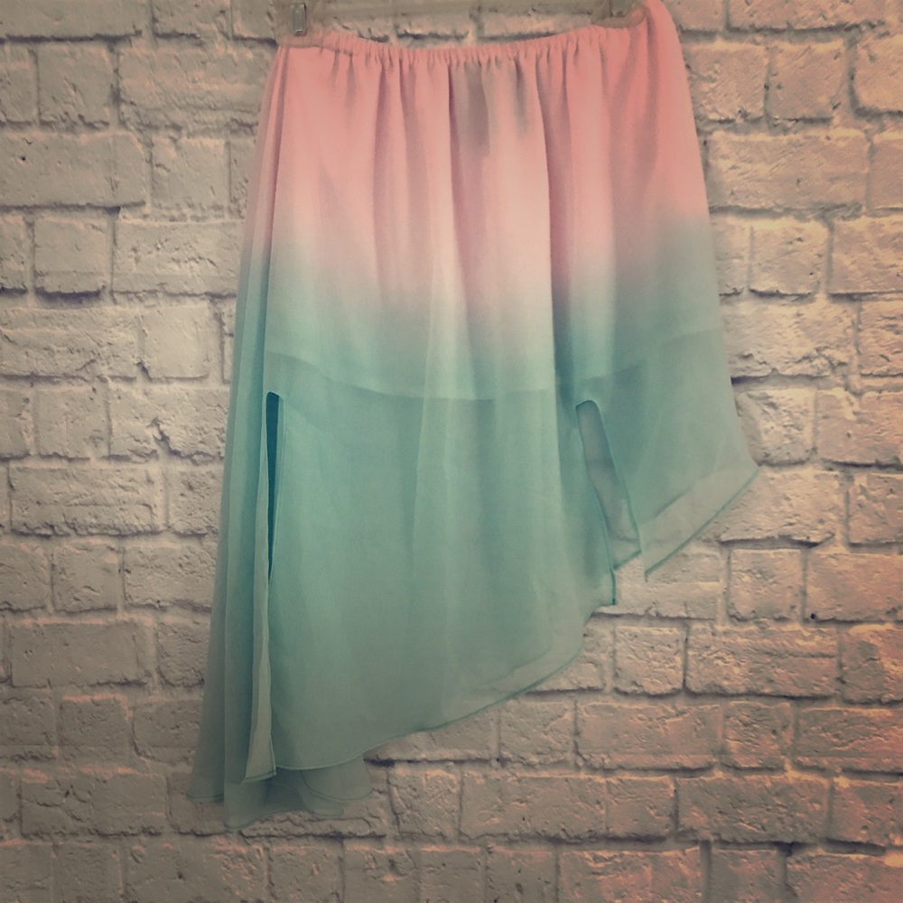 LF ombré asymmetrical slit flory skirt.