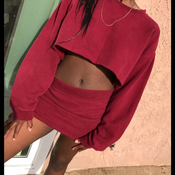 Rose Red & olive green sweat shirt 2 piece 🌹 SET - Picture 1 of 4