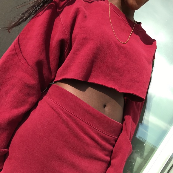 Rose Red & olive green sweat shirt 2 piece 🌹 SET - Picture 2 of 4