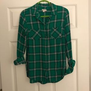 Green Plaid Button Up