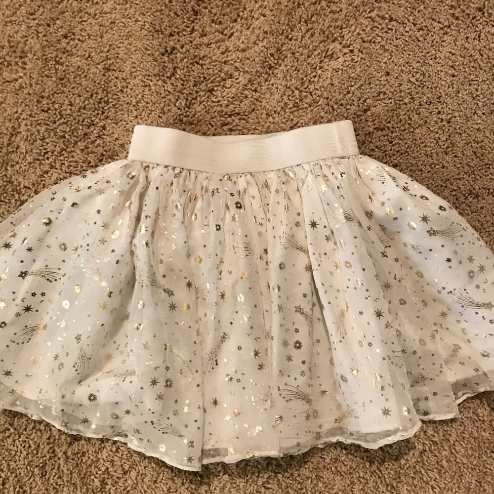 Girls Skirt, white/gold, size 6
