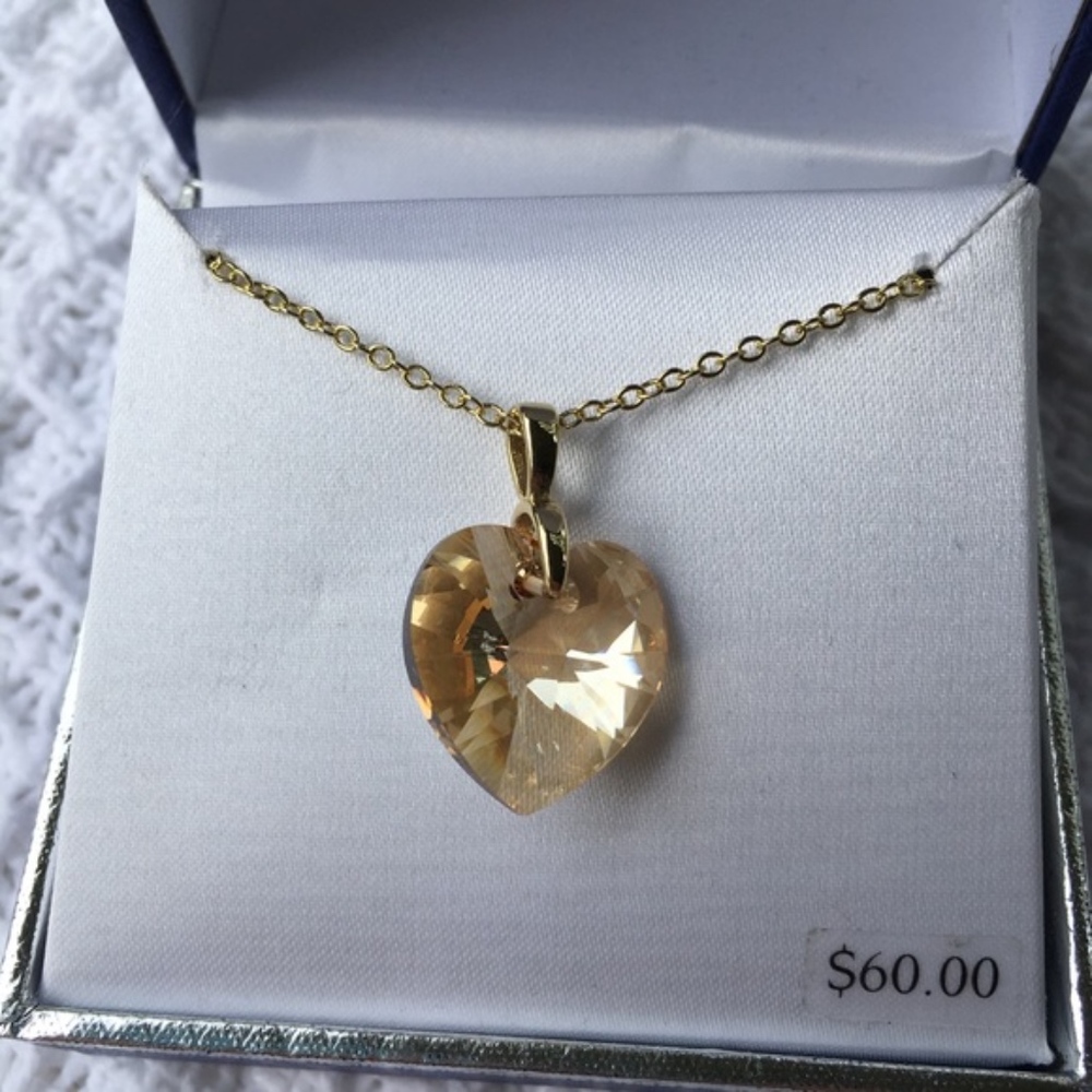 Brilliance Gold Tone Heart Pendant Swarovski New - Picture 3 of 8