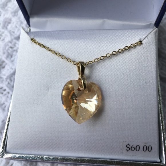 Brilliance Gold Tone Heart Pendant Swarovski New - Picture 3 of 8