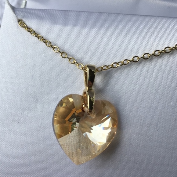 Brilliance Gold Tone Heart Pendant Swarovski New - Picture 2 of 8