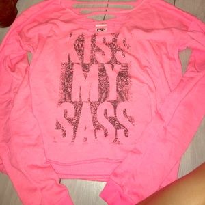 Kiss my sass long sleeve crop top