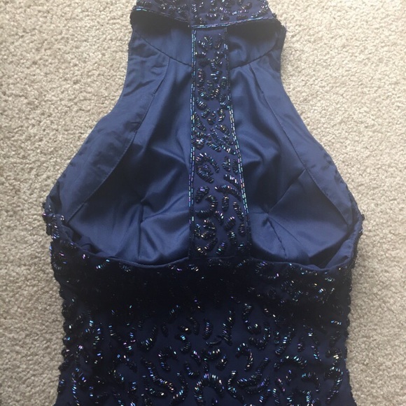 🎉floor length navy blue sequined prom dress🎉 - Picture 2 of 8