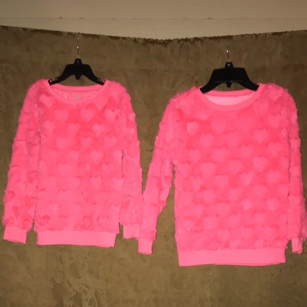 Matching little girl faux fur sweaters