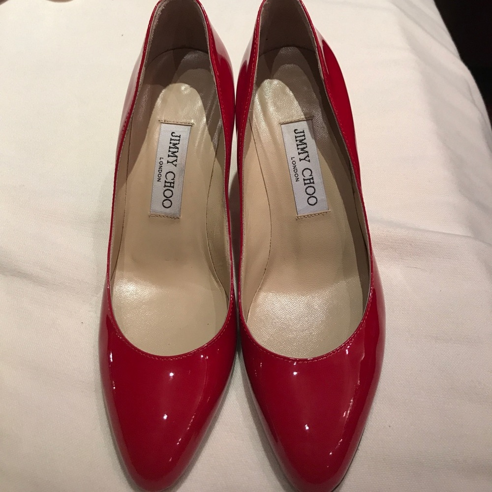 Jimmy choo red patent pump