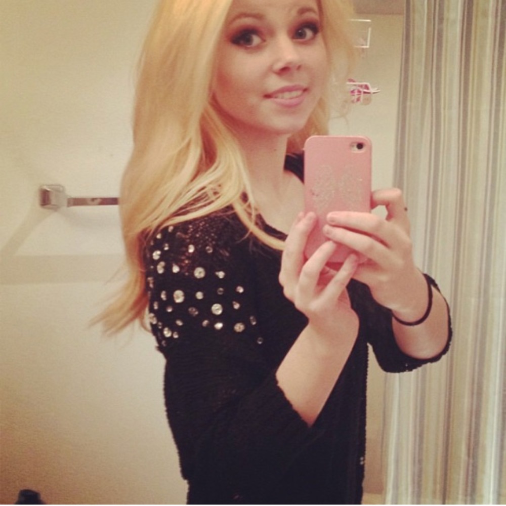 Bling on shoulders embellished sweater