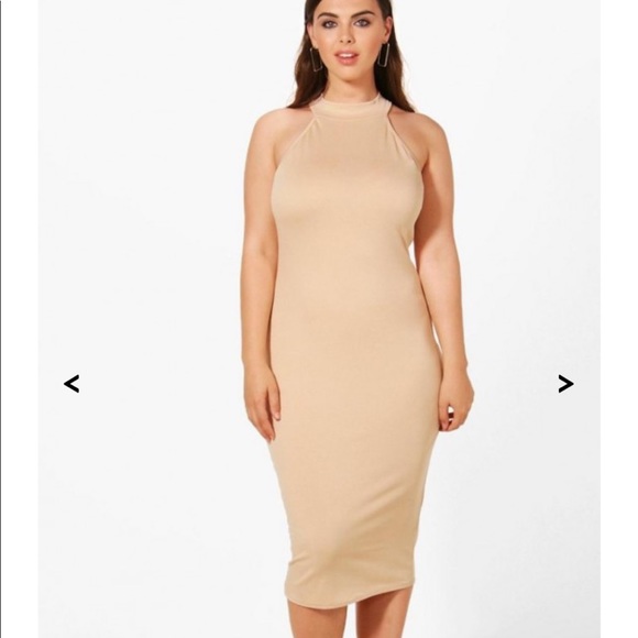 boohoo high neck midi dress