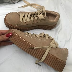 NUDE SUEDE PLATFORM SNEAKER SHOES