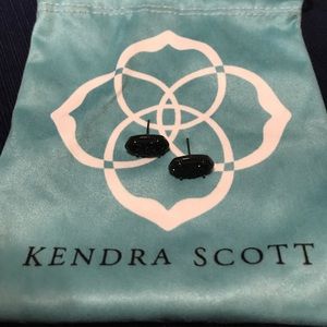 Ellie Stud Earrings - Black Drusy set in Gunmetal