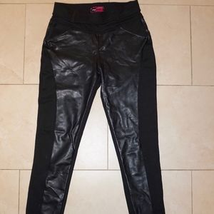 Black Heart Faux Leather Moto Leggings