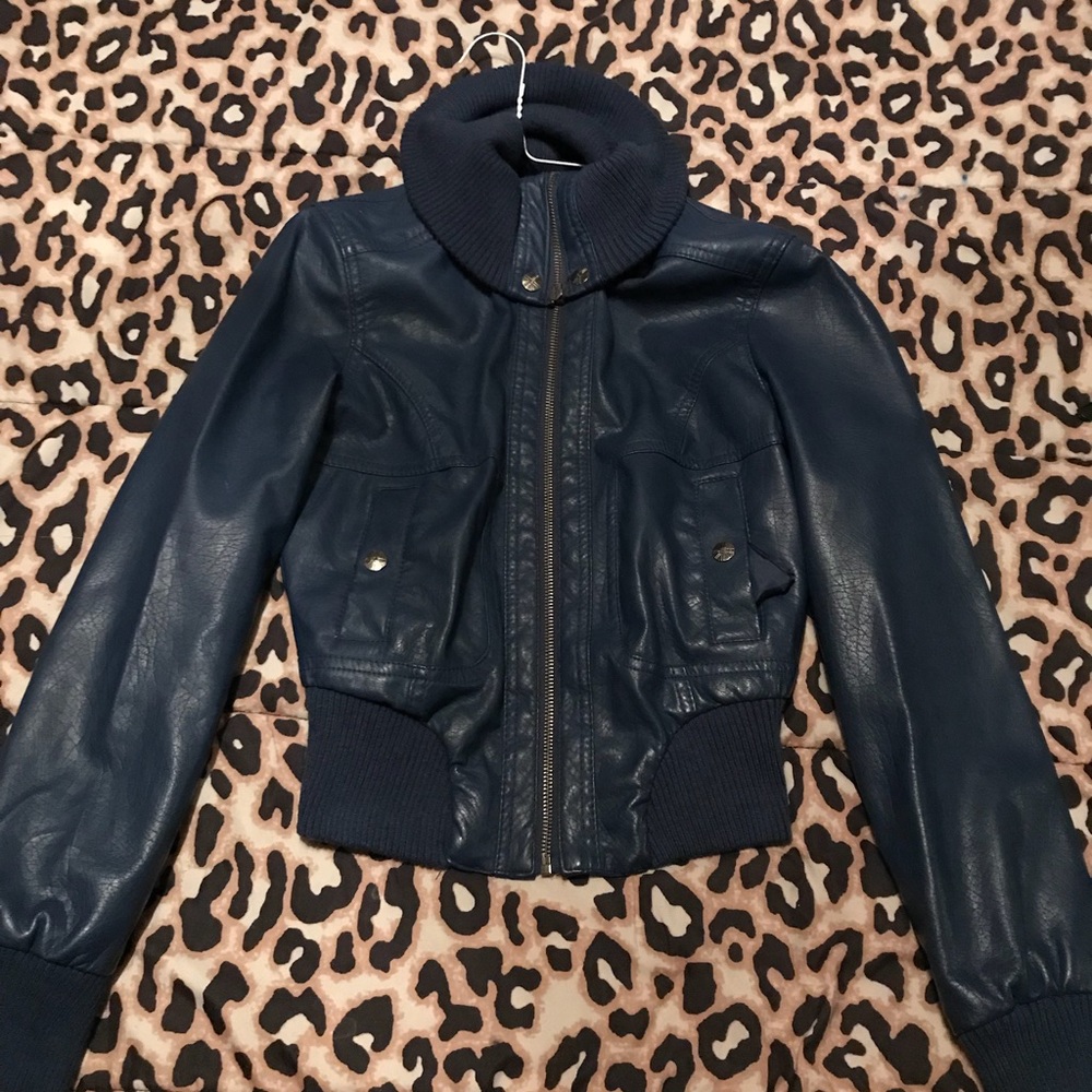 Blue Faux leather jacket