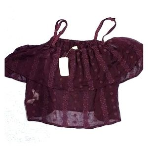 NWT off shoulder  purple See through S Forever21